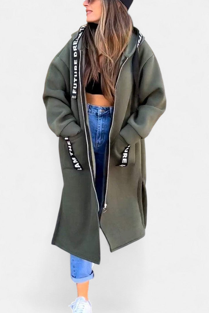 Elegant Long Coat with Hood