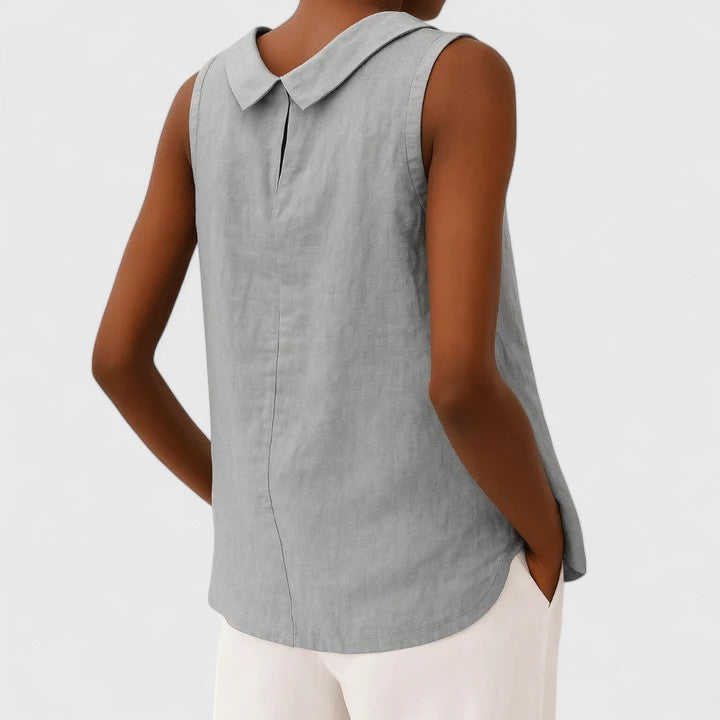 Anastine | Elegant Top with Roll Collar